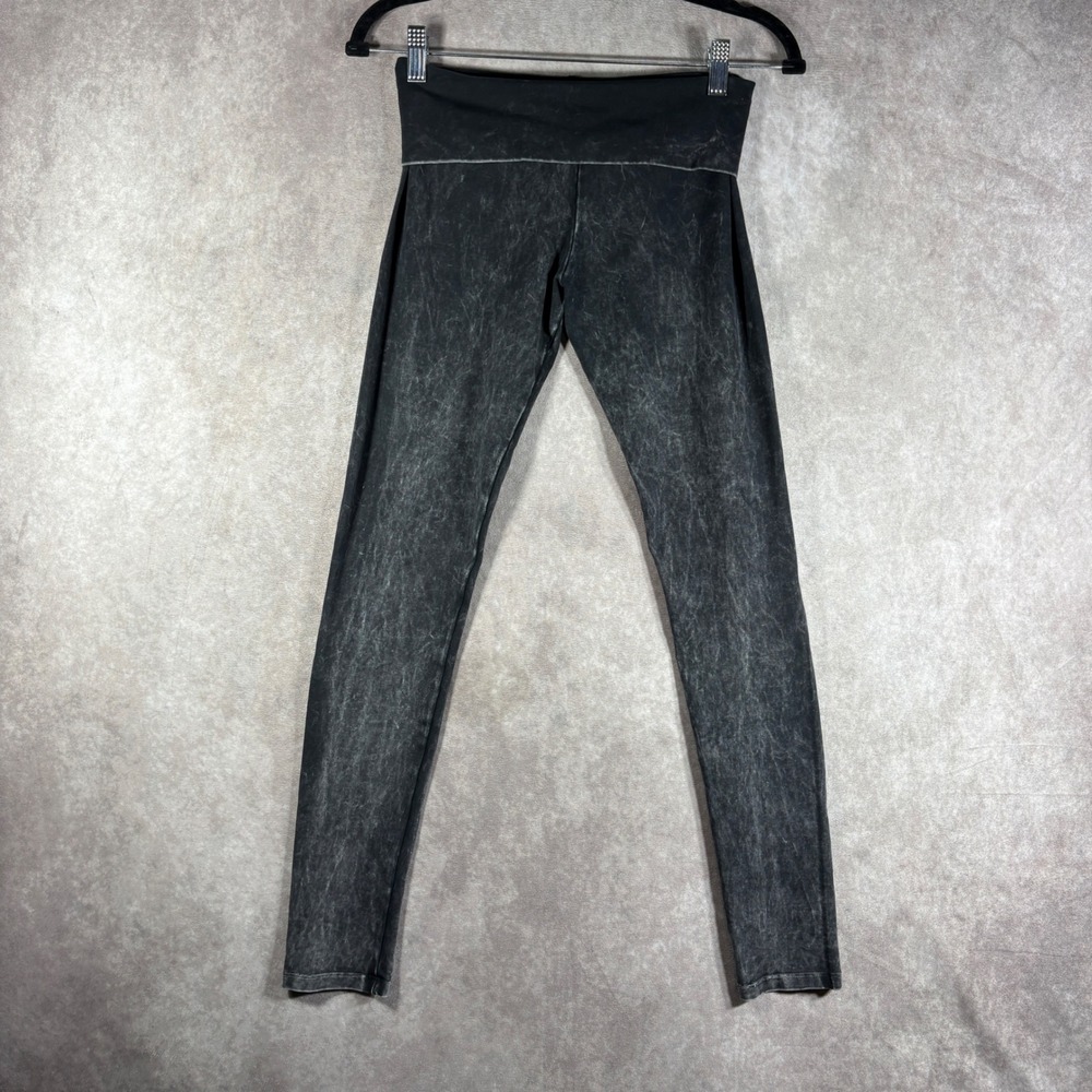 T Party Leggings Women Small Black Acid Wash High Rise Cotton Spandex Gym Active